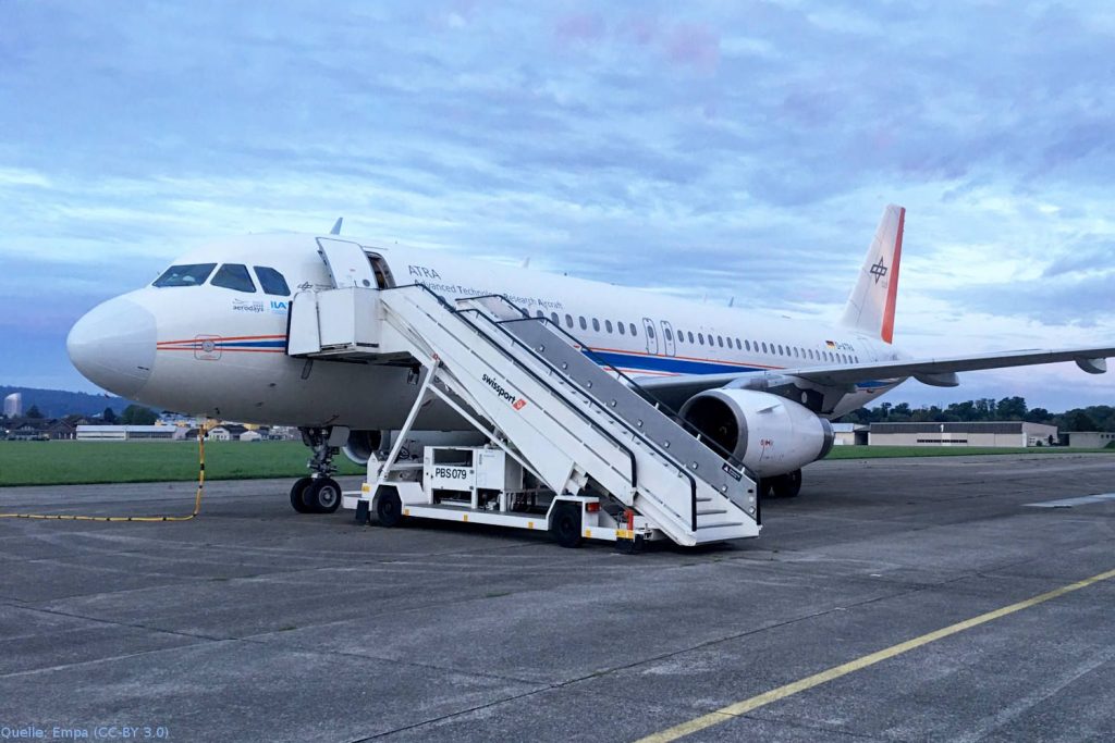 DLR-Forschungsflugzeug ATRA: Für die Flugversuche wird das Forschungsflugzeug A320 ATRA des Deutschen Zentrums für Luft- und Raumfahrt verwendet.