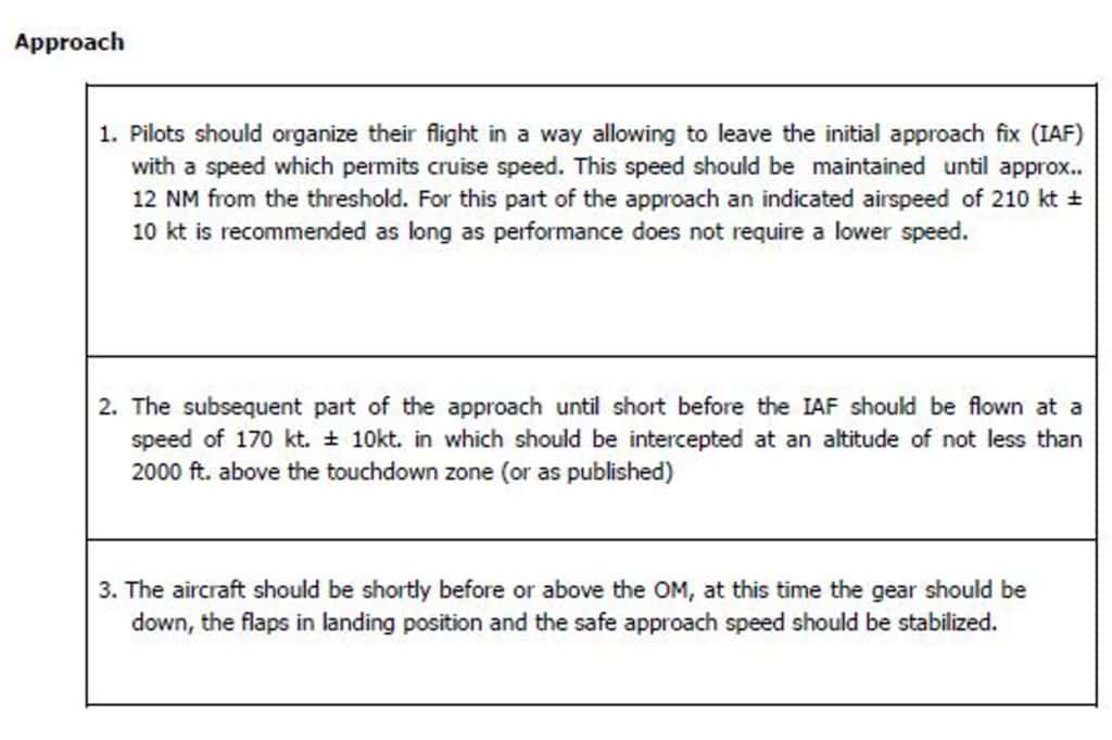 Im OM Teil B 2.1 (e) Noise Abatement sowie 2.1 (i) Instrument Approach waren Anflüge und ein ILS Approach wie hier beschrieben.