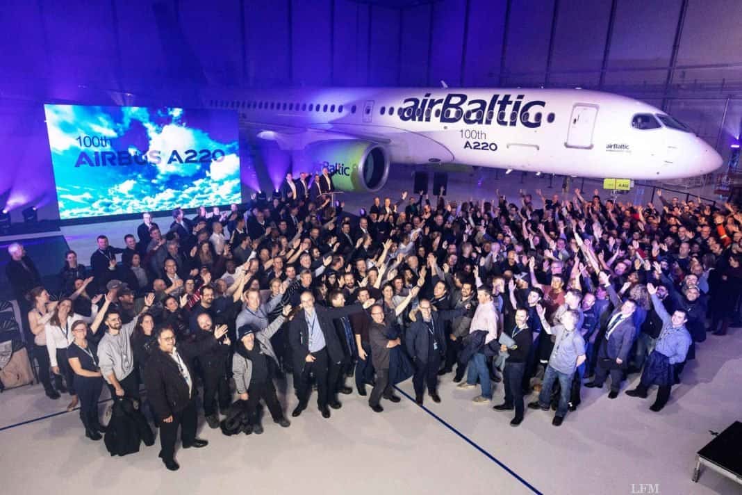 100. Airbus A220 Jet aus Kanada für airBaltic bestimmt