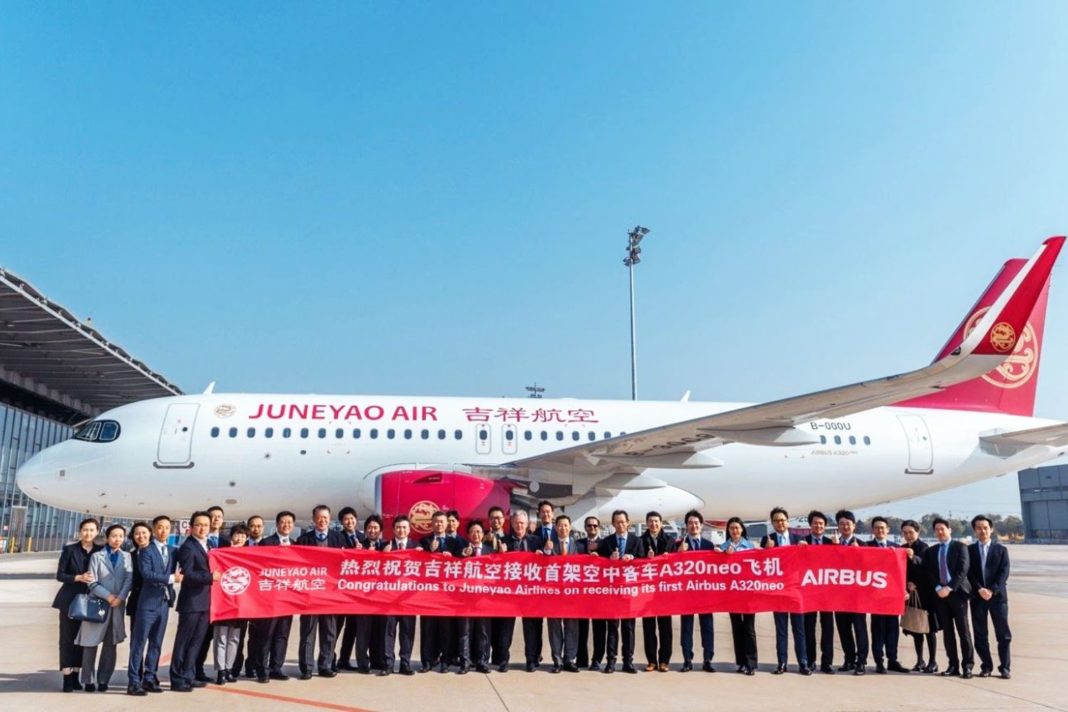 Airbus A320neo der Juneyao fliegt mit Recaro