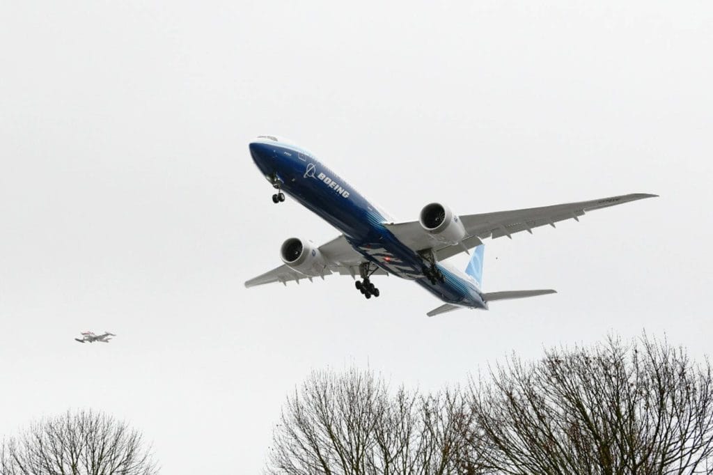 Boeing 777X beim Erstflug: 777-9 über Washington