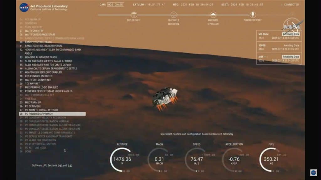 Landung des Rovers Perseverance der NASA auf dem Mars