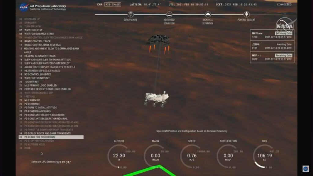 Landung des Rovers Perseverance der NASA auf dem Mars