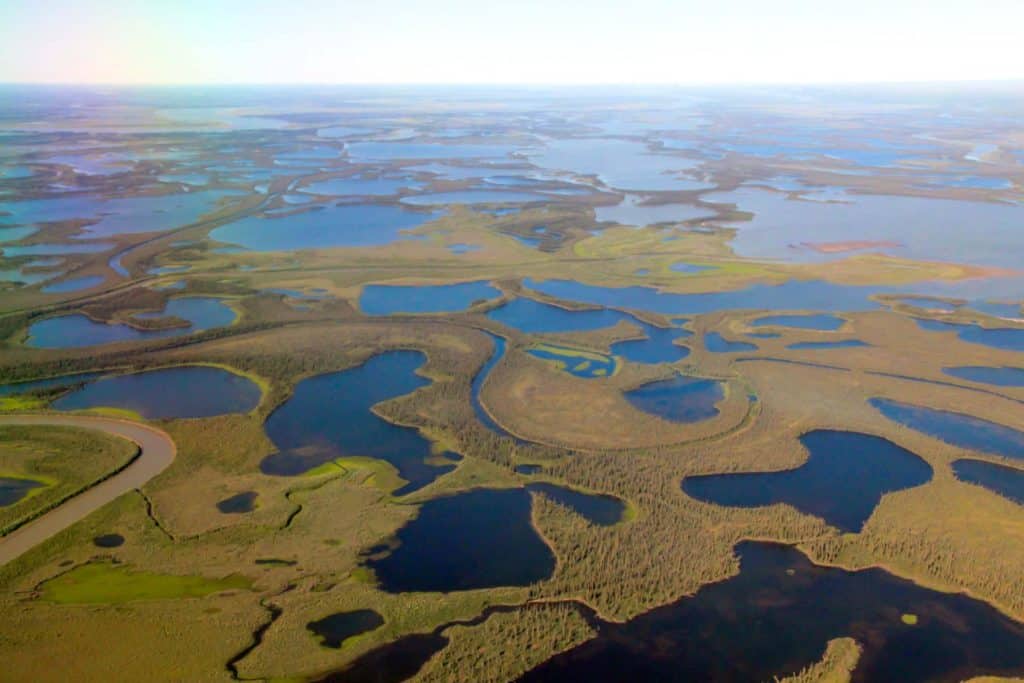 Blick auf das Mackenzie River Delta